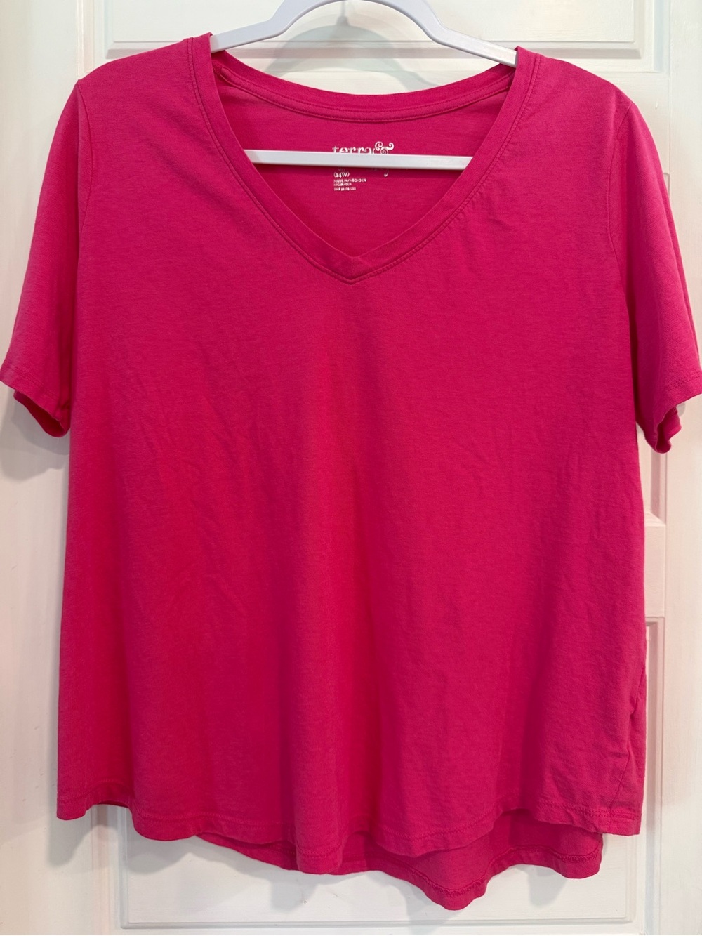 Terra & Sky Pink V Neck T Shirt Women’s 0X 14W Plus Size Basic Tee